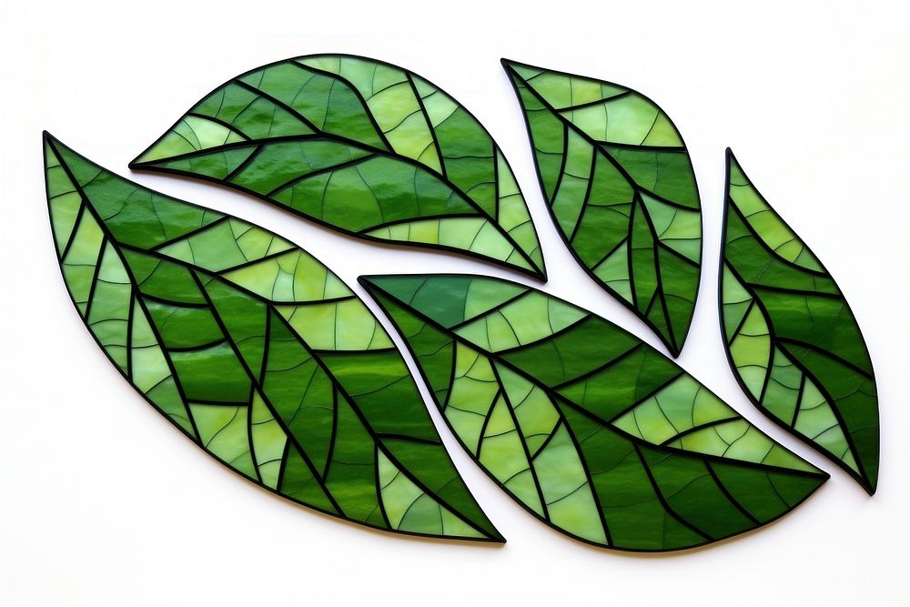 Mosaic tiles of leaf shape plant glass.