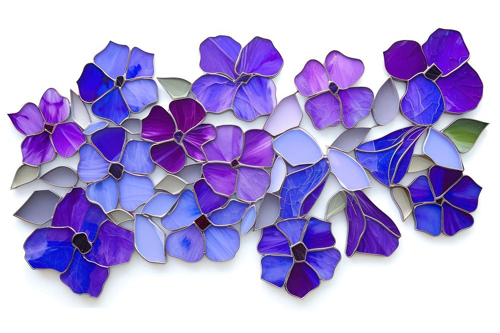 Mosaic tiles of purple flower jewelry nature plant.