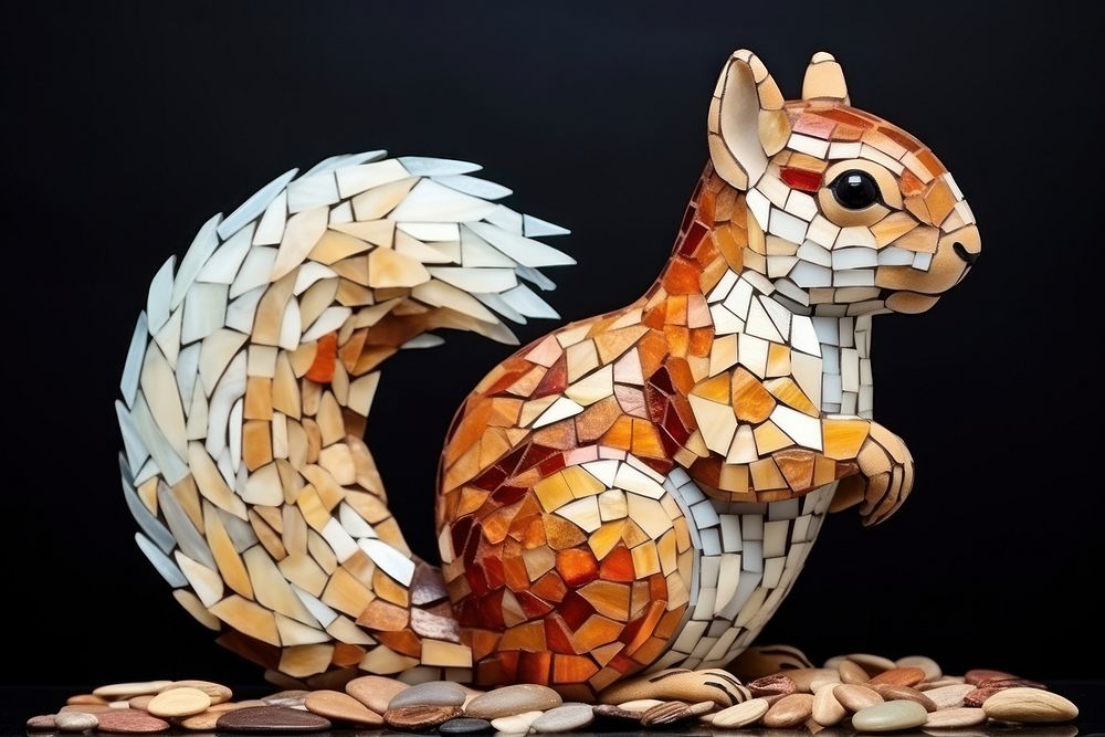 Mosaic tiles of squirrel nature art representation.