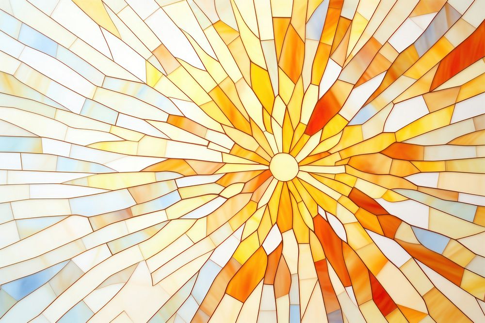 Mosaic tiles of sun backgrounds shape glass.