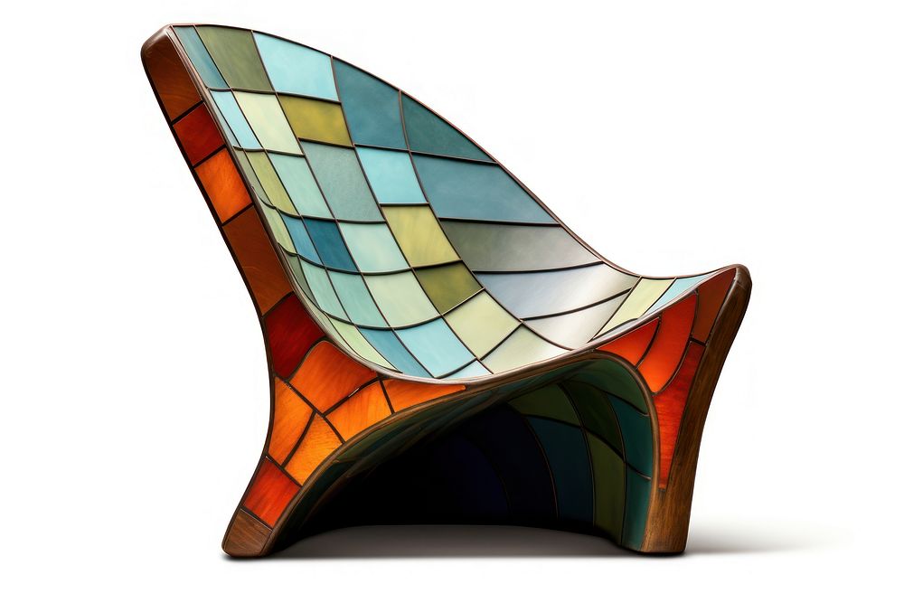 Mosaic tiles of chair shape art white background.