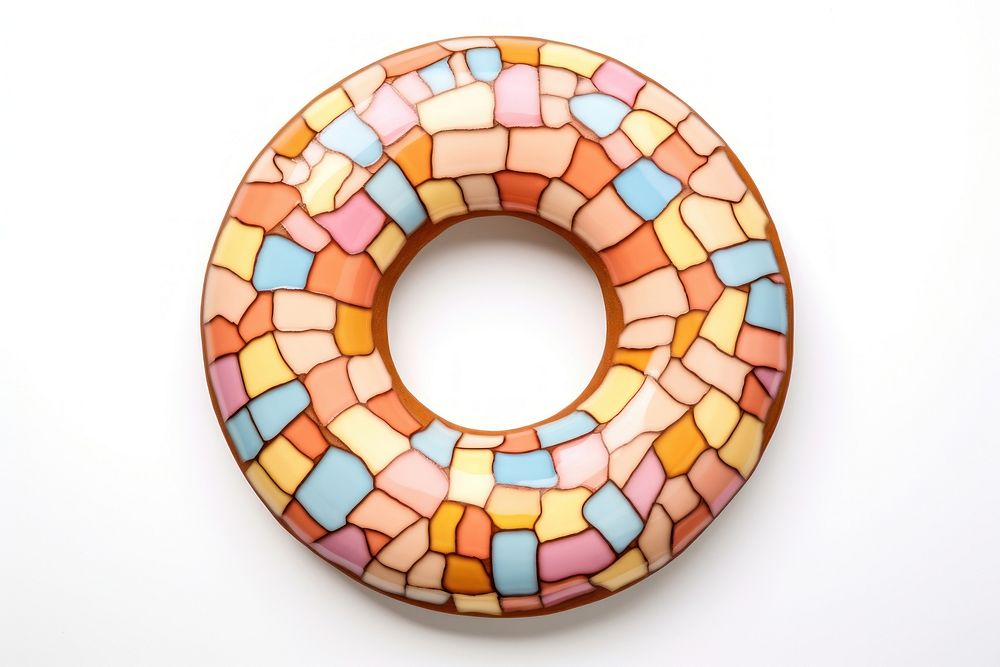 Mosaic tiles of donut shape art white background.