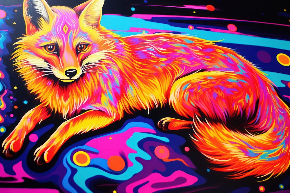 Fox painting animal mammal.