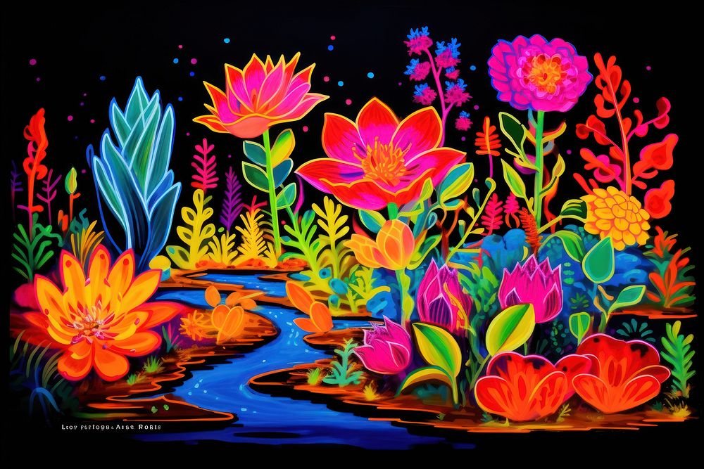 Wildflower painting outdoors pattern.