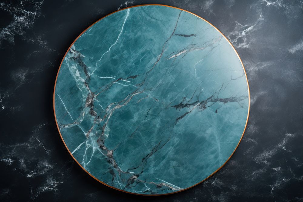 Circle marble product display reflection turquoise cracked.