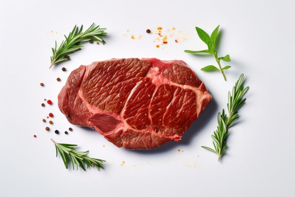 Cooked beef steak meat food ingredient.
