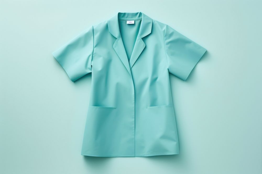 Folded lab gown coat coathanger turquoise.