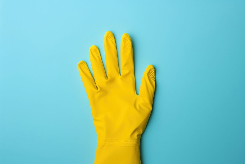 Rubber glove protection cleaning clothing.