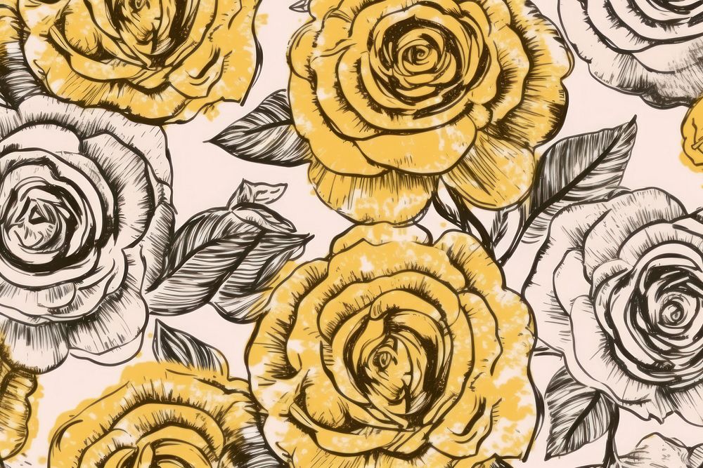 Gold rose pattern background backgrounds drawing flower.