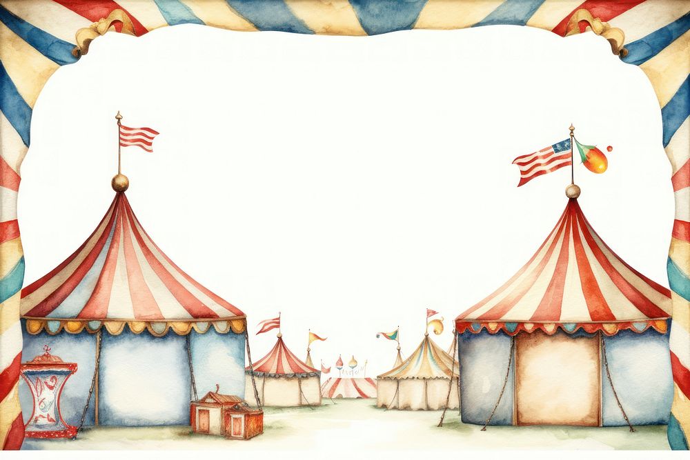 Circus watercolor frame architecture celebration backgrounds.
