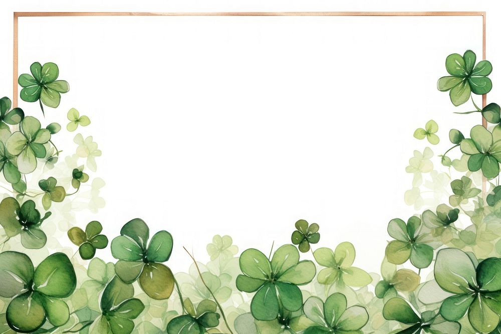 Clovers watercolor frame pattern plant green.