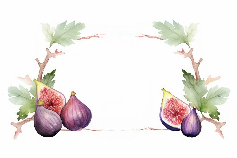 Fig watercolor frame plant food vegetable.
