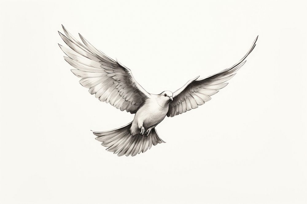 Dove drawing animal flying.