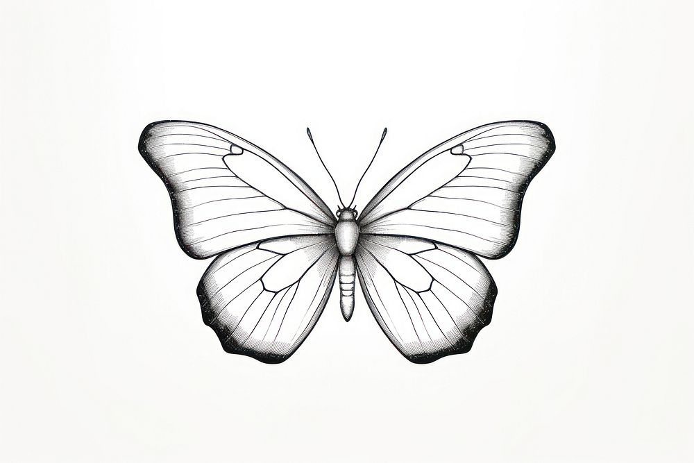 Butterfly drawing sketch white.
