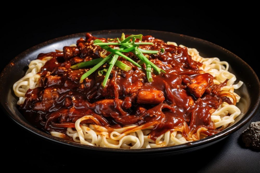 Jajangmyeon spaghetti pasta plate.