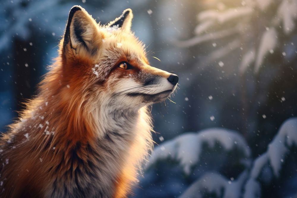 Fox in the snow wildlife mammal animal.