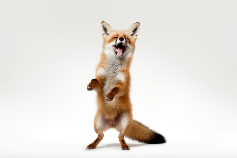 Happy smiling dancing fox wildlife mammal animal.