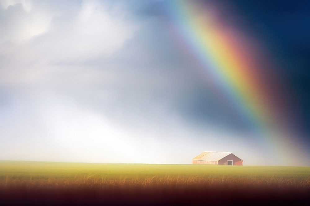Photography of farm landscape rainbow outdoors.