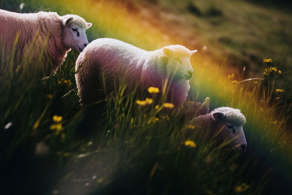 Photography of sheep field livestock landscape.