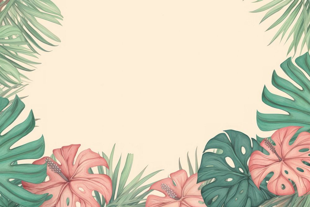 Vintage drawing monstera border backgrounds outdoors pattern.