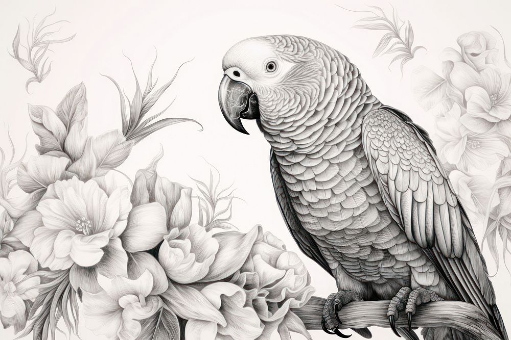 Drawing parrot sketch animal.