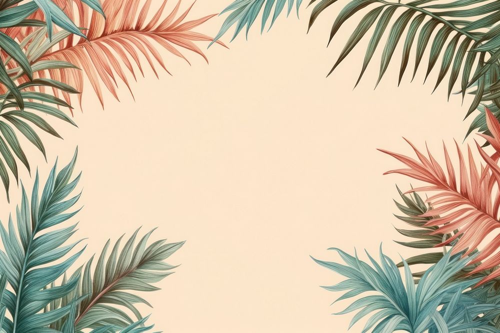 Vintage drawing palm leaves backgrounds outdoors pattern.