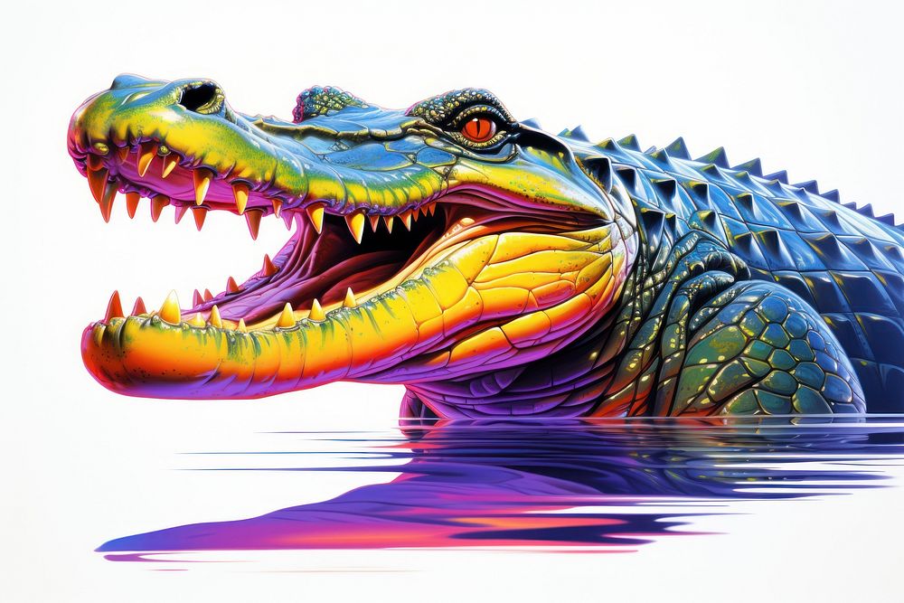 An full body crocodile isolated on clear pale solid white background dinosaur reptile animal.