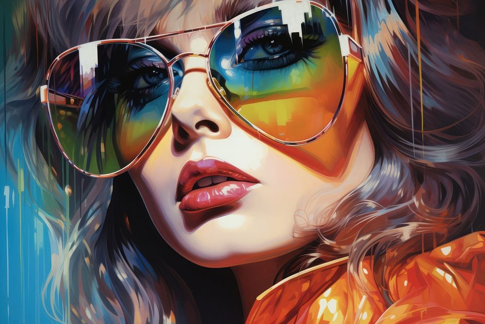 An iridescence high sceience in city art sunglasses adult.