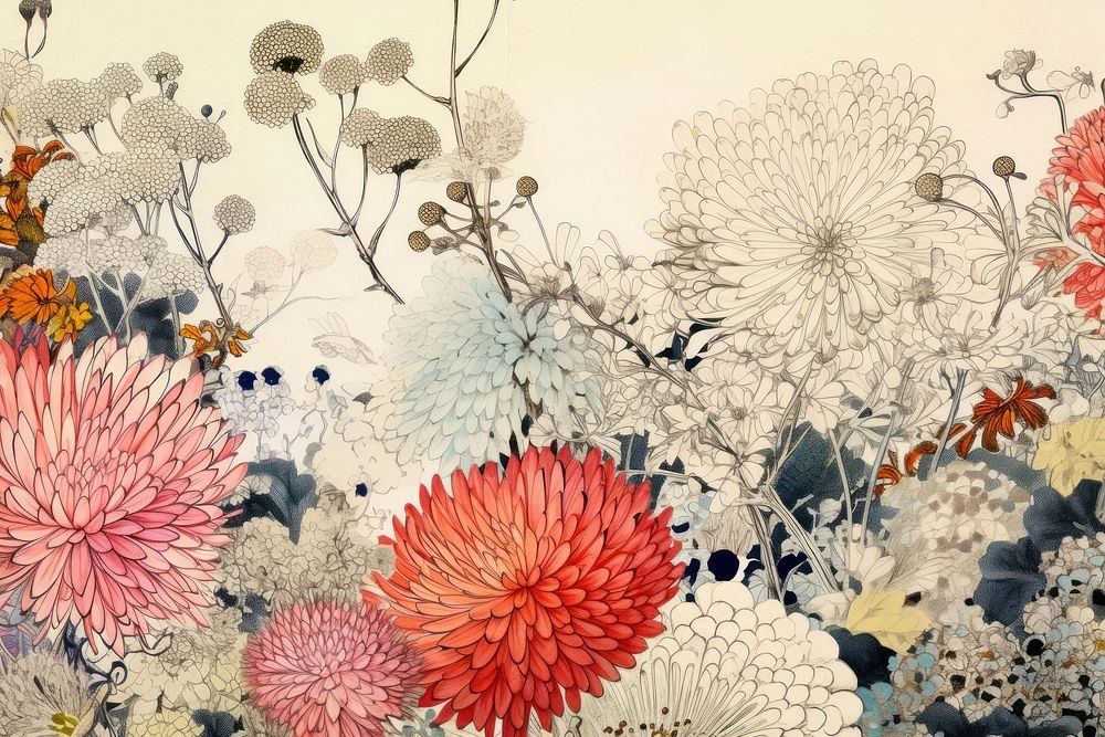 Wild flowers art backgrounds pattern.