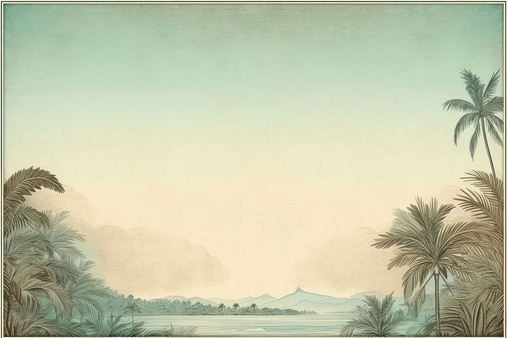 Palm tree landscape painting outdoors.