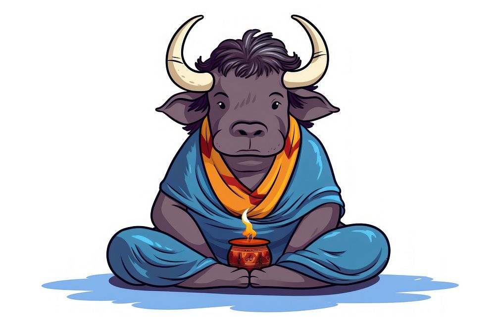 Yoga meditation buffalo mammal animal.