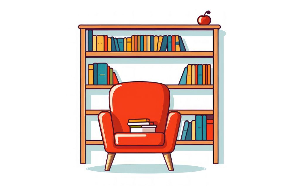 Bookshelf chair publication furniture.