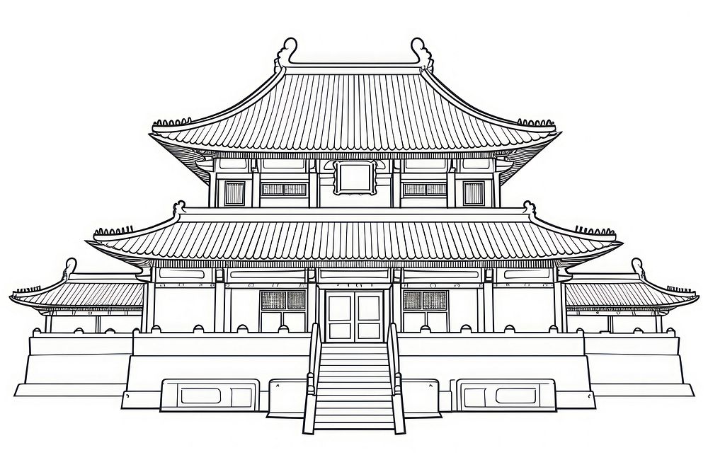 Chinese palace architecture building drawing.