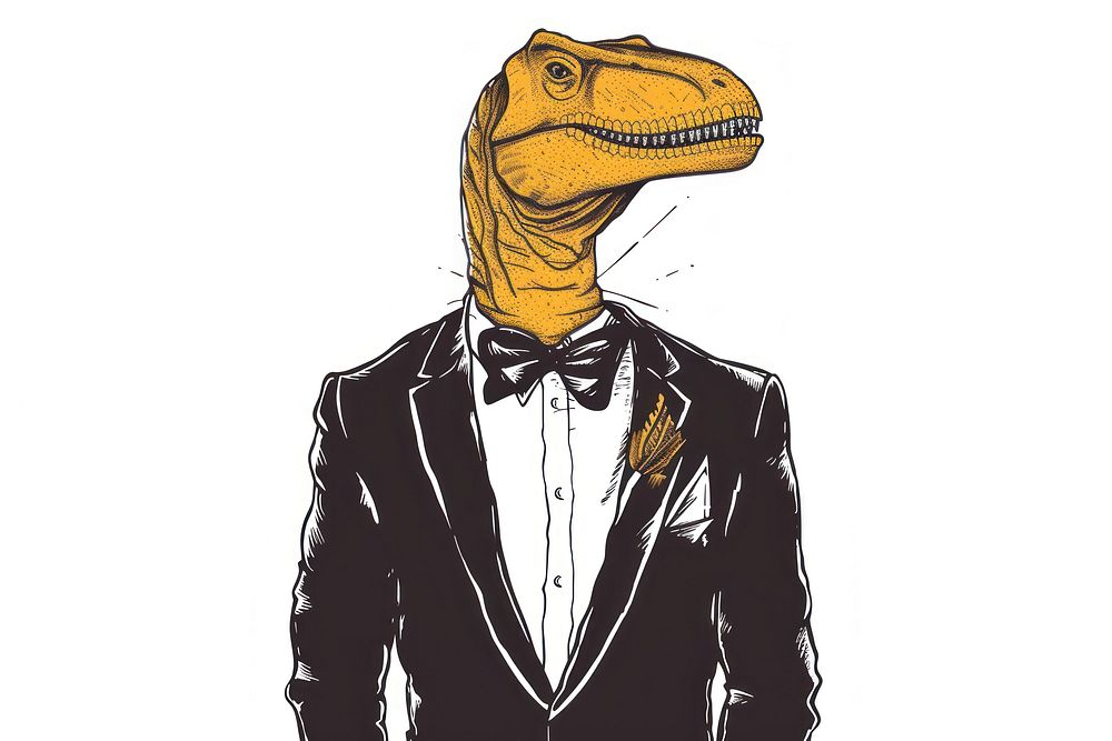 Dinosaur animal tuxedo representation.