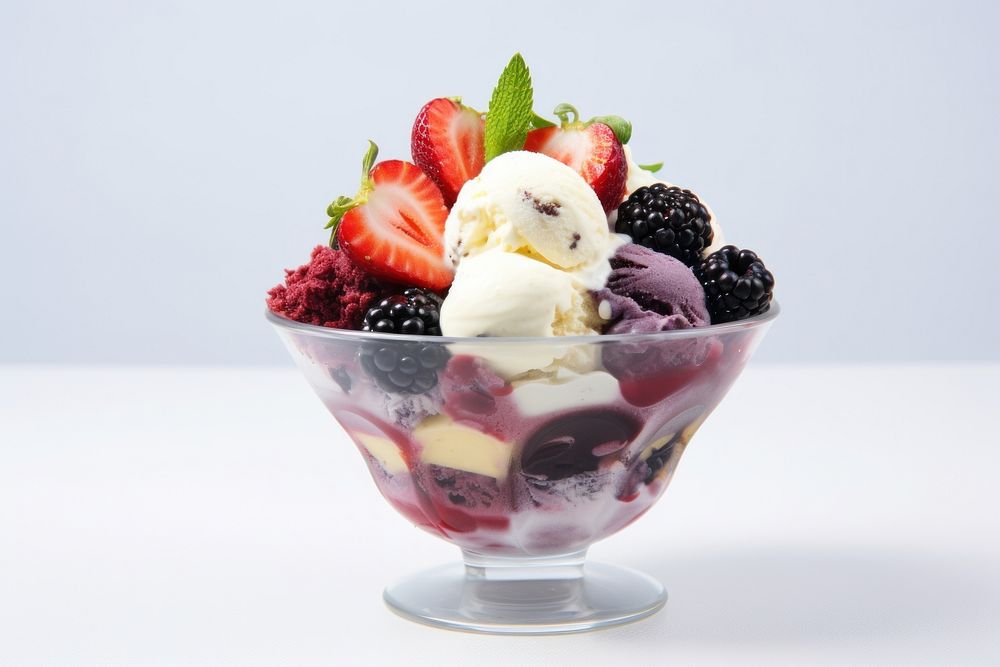 Gelato dessert sundae fruit.