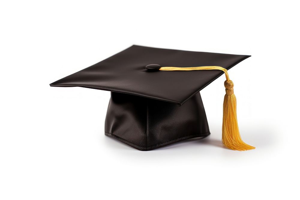 Graduation cap white background intelligence certificate.