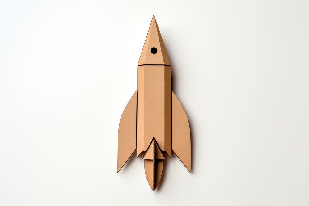 2D rocket symbol cardboard origami paper.