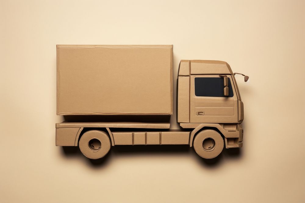2D truck symbol cardboard vehicle box.