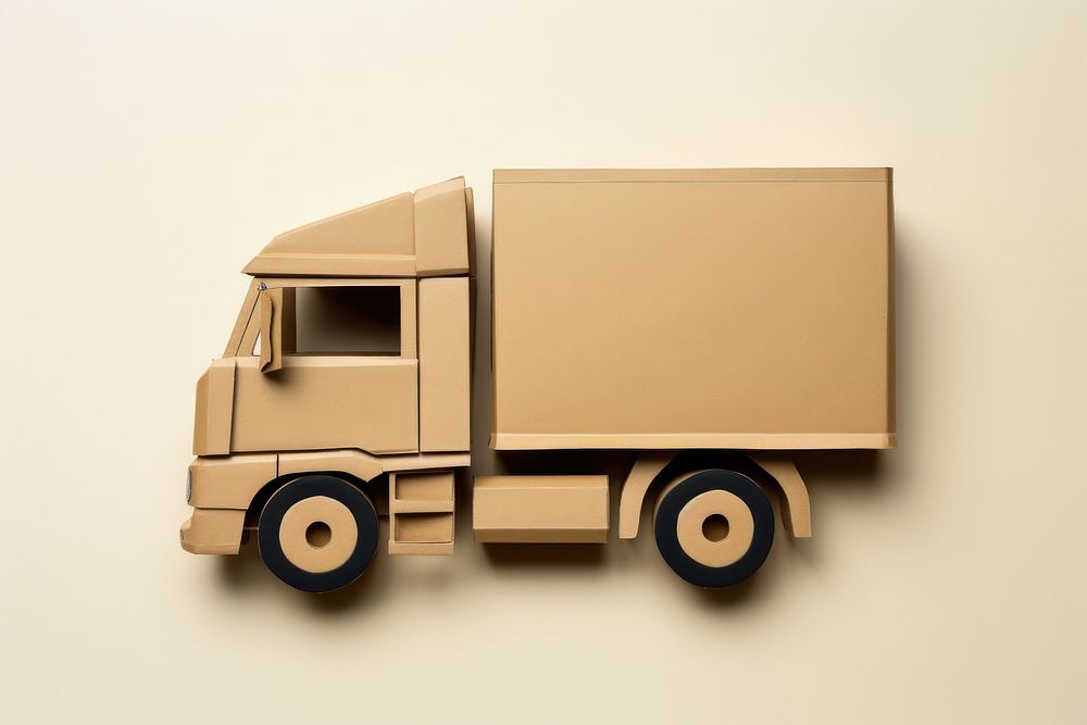 2D truck symbol cardboard vehicle wheel.