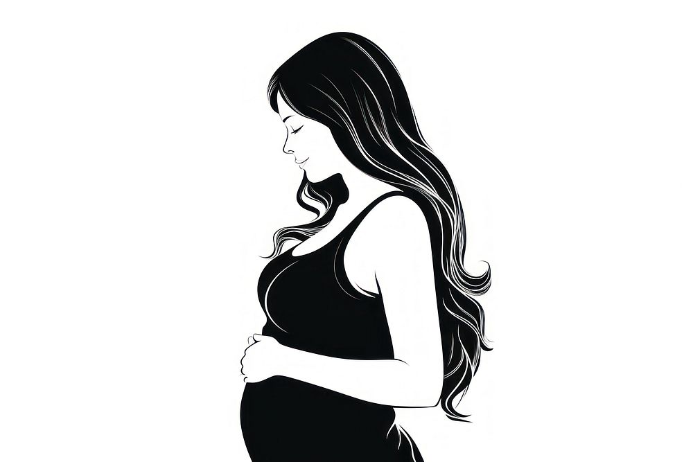 A woman pregnancy adult white background anticipation.