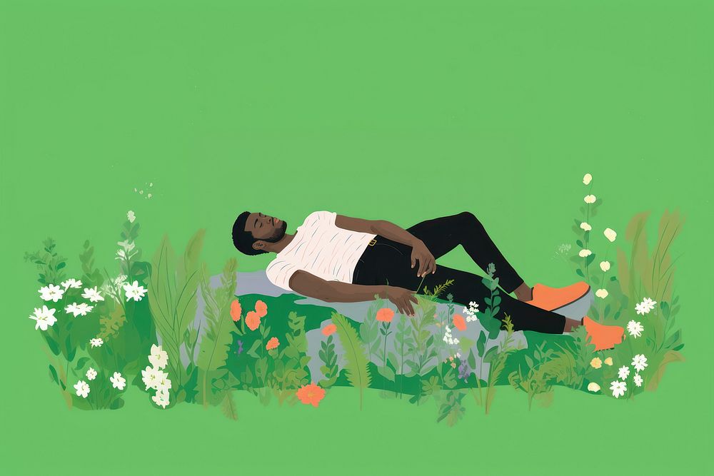 Black man in garden outdoors plant grass.