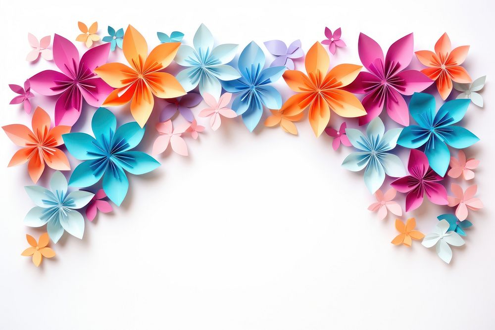 Abstract flower floral border backgrounds origami plant.