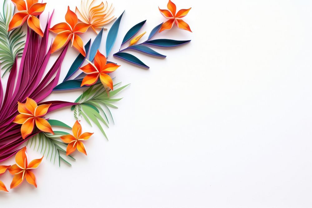 Bird of paradise floral border flower backgrounds origami.