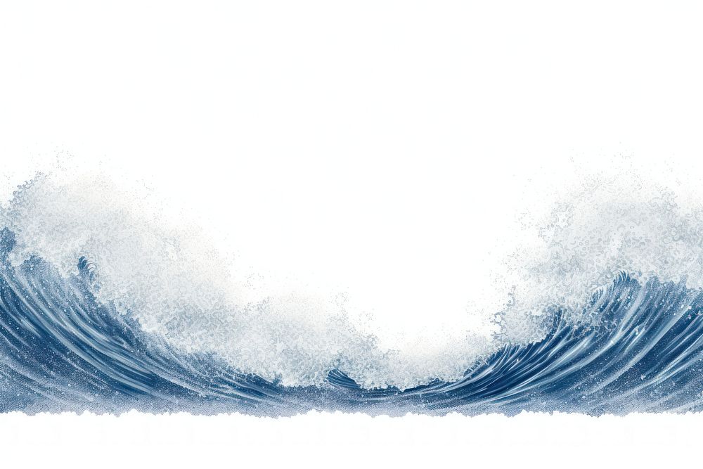 Ocean wave sea white background.