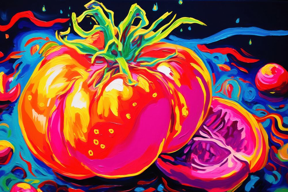A tomato painting purple red.
