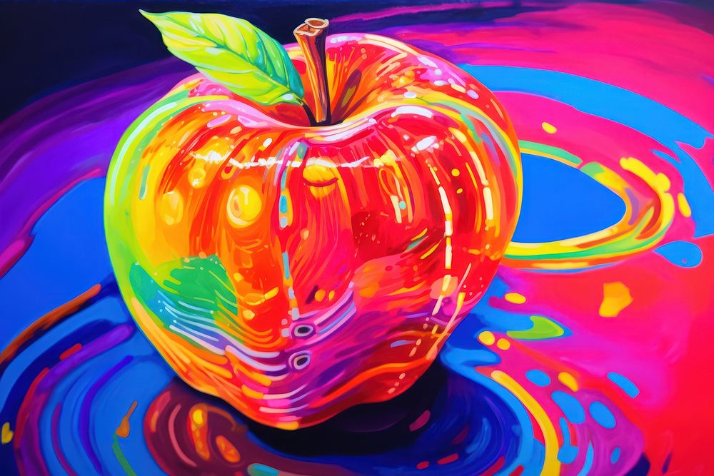 A apple painting yellow art.