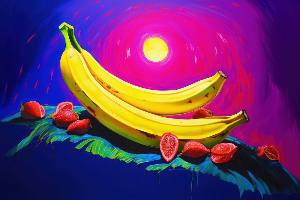 A banana painting yellow fruit.