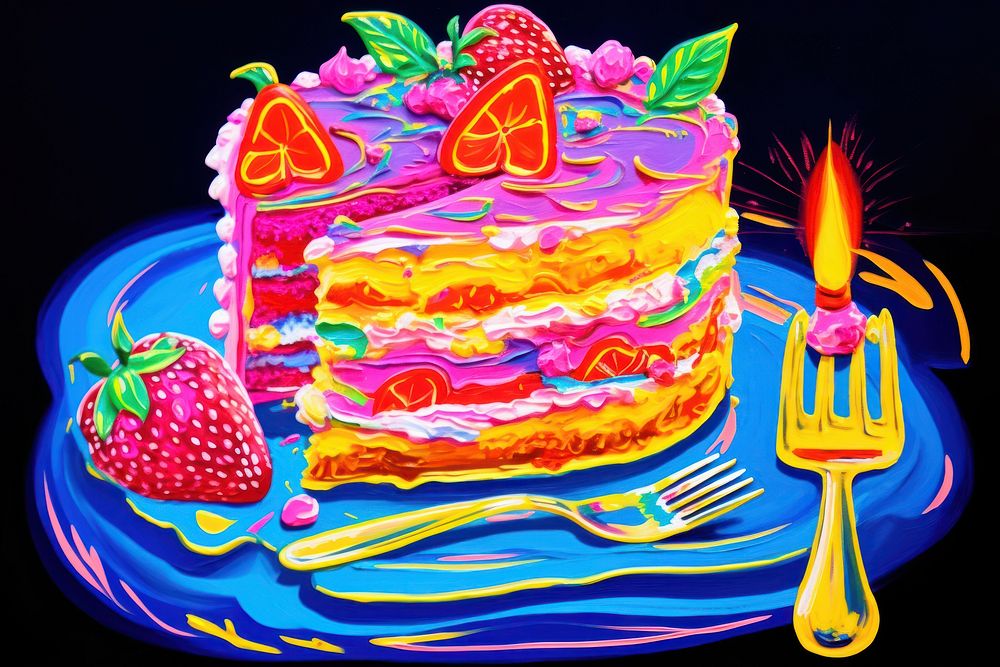 A cake painting dessert berry.