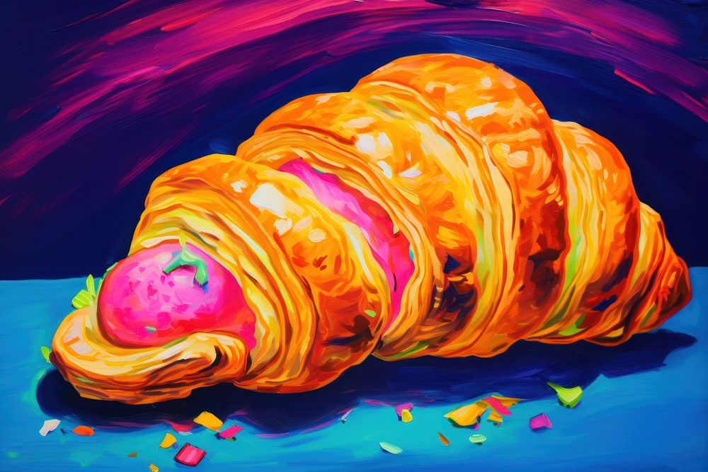A croissant painting food viennoiserie.