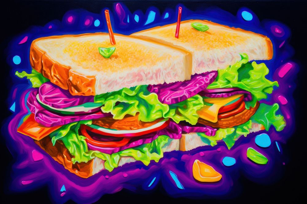 A sandwish purple sandwich painting.
